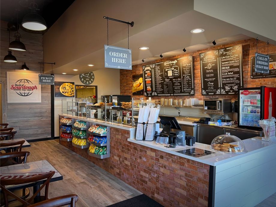 The inviting interior of Avondale Sourdough & Co. showcasing a menu focused on the best sandwiches, soups, and salads